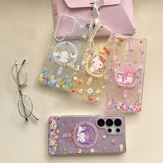 삼성 S26 Ultra S25 S24 S23 플래시 핑크 자석 흡착 아크릴 플라워 휴대폰 케이스
