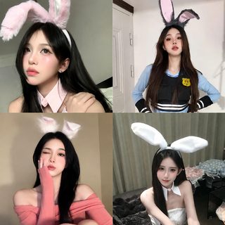 크리스마스 헤어 액세서리 흰 토끼 귀 귀여운 털털 머리띠 cos 토끼녀 왕홍