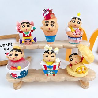 6가지 과자 음식 크레파스 짱구 피규어 고전 표정 모형 달걀 꼬기 피규어 케