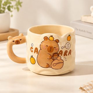 카피바라 도자기 머그컵 귀여운 손잡이 사무실 커피잔