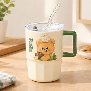 캐릭터 손잡이 빨대 머그컵 420ml