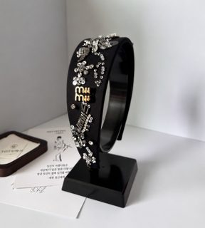 MIU 뮤 고급형 빈티지 자수 헤어밴드 여성 메탈 스팽글 플라워 머리띠