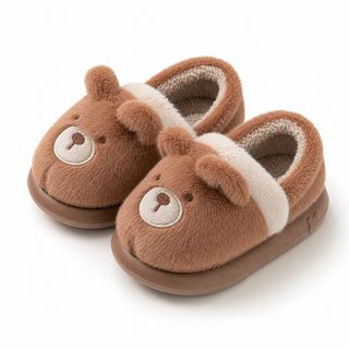 아동 겨울 캐릭터 털 실내화 뒤꿈치형 미끄럼방지 보온