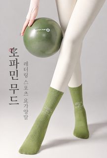 Mihimihi 여성 요가 양말 가을 겨울 중목 레터링 필라테스 운동 바닥 양말