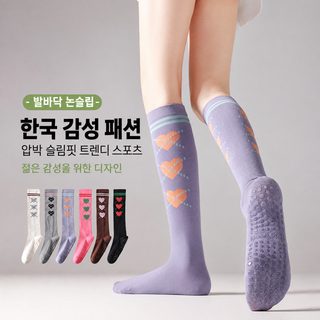 여성 가을 겨울 요가 필라테스 무봉제 압박 종아리 긴 양말