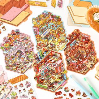 悦真糖果贩卖屋创意贴纸造景贴纸 跨境贴纸儿童贴纸pet3d立体贴纸