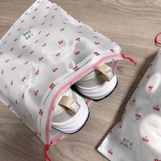 끈 뽑기 주머니 신발 여행 수납 주머니 투명 양말 앵두 부직포 수납 주머니