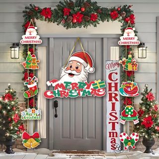 크로스보더 신형 Christmas 크리스마스 종이 작은 문 걸이 창의적인 만화 장식