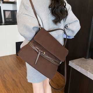 여성 빈티지 스웨이드 대용량 숄더 크로스백 사각 데일리 가방