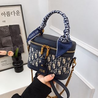여성 데일리 출퇴근 PU 박스백 블루 토트백 숄더 크로스백