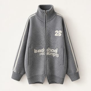 oversize！야구풍 터틀넥 지퍼 가디건 여성 아우터 가을 신상 한국판 루즈한 니트