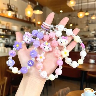 아크릴 산리오 구슬 핸드폰 스트랩 키링 알파벳 자동차 키홀더 가방걸이