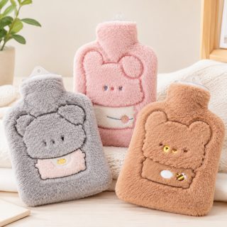 동물 캐릭터 털커버 PVC 보온 물주머니 850ml 손 배 찜질용
