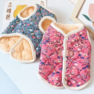 반려동물 고양이 강아지 가을 겨울 보온 플라워 면 솜조끼 소형견 테디 비