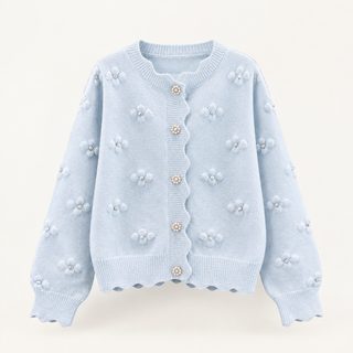 여성 플라워 니트 가디건 2026 F/W 루즈핏 숏 재킷 데일리 캐주얼