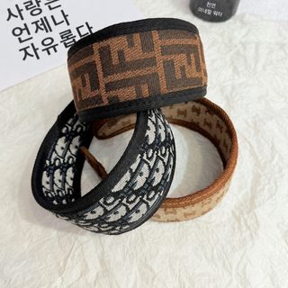 D가 F가 알파벳 와이드 헤어밴드 여성 한국식 자수 패브릭 압박 머리띠 헤어