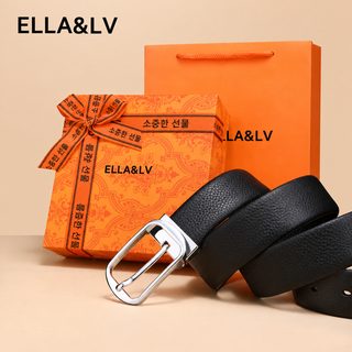 ELLA&LV 남성 천연가죽 벨트 1층 소가죽 핀 버클 비즈니스 정장 허리띠
