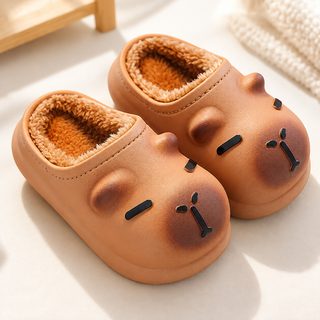 카피바라 가을 겨울 어린이 면 슬리퍼 남녀 어린이 보온 기모 방수 중 대동 재택 아기 면 신발