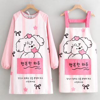 캔버스 긴 소매 음식 요리 앞치마 오염 방지 반복 겉옷 주방 가정용 귀여운