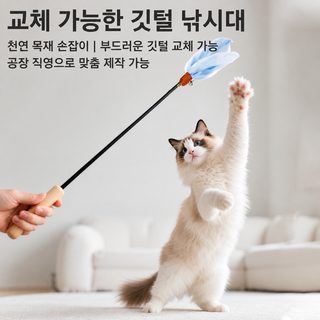 깃털 고양이 낚싯대 장난감 7일 중복 없는 조합 스트레스 해소용 캣토이
