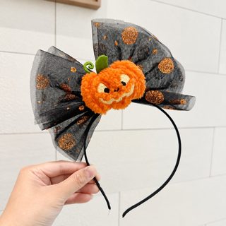 크로스보더 신상 모직 호박 머리띠 할로윈 망사 머리띠 귀절 머리장식 괴상