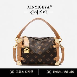 패션 백합 올드 플라워 박스 가방 휴대용 가방 여성용 2025 신상 프린트 통근