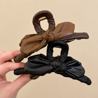 가죽 리본 클립 작은 리본 머리핀 신상 묶음 머리 높은 포니테일 상어 클립