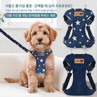 강아지 조끼식 견인줄 가슴 등 세트 테디비베어 중소형견 애완견 멜빵 다기