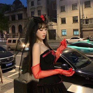 할로윈 암흑계 송아지 뿔 머리띠 검은 거미 머리사 머리핀 머리장식 코스튬