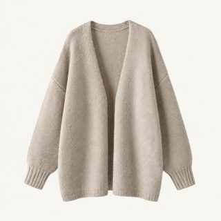 가을 겨울 한국판 단색 니트 카디건 빈티지 소프트 U넥 캐주얼 나른하고 헐렁한 겉옷 백합 스웨터 외투