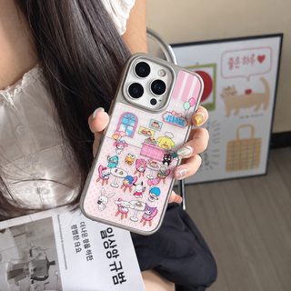 산리오 카툰 은변 골드 아이폰 케이스 TPU 풀커버 충격보호 iPhone 13~17 Pro Max