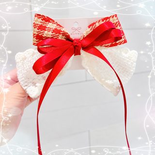 크리스마스 레이스 리본 나비 헤어핀 어린이 파티 코스튬 헤어 액세서리