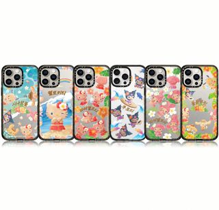 아이폰 12~17 프로맥스 산리오 캐릭터 컬러 도금 블랙 프레임 하드 케이스