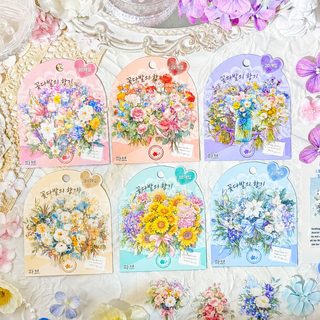 悦真花束爱恋防水贴纸手帐贴纸 跨境手账贴纸儿童贴纸pet手帐素材