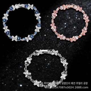 GVC 지자 고급형 나비꽃 크리스탈 여성 팔찌 로즈골드 플래티넘 나비 주얼리