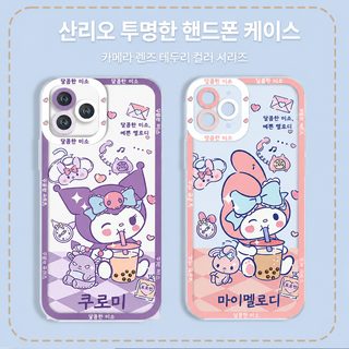 산리오 마이멜로디 아이폰 투명 젤리 케이스 방탄 범퍼 카메라 보호 귀여운