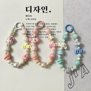 산리오 아크릴 캐릭터 구슬 핸드폰 체인 알파벳 자동차 열쇠고리 키링