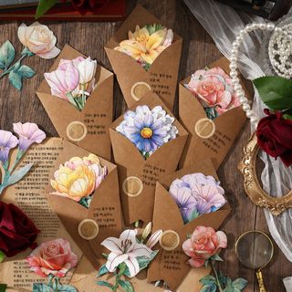 웨전 화운향란 금박 비접착 소재지 꽃다발 책갈피 빈 카드 DIY 다꾸 꾸미기
