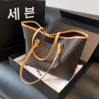 여성 레트로 패턴 토트백 2025 신상 대용량 출퇴근 PU 숄더백 핸드백