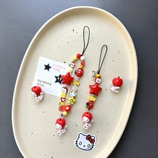 오리지널 삼려구 과일 천사 HelloKitty 구슬 꿰미 핸드폰 체인 카메라 체인 액세서리 핸드폰 끈 부품
