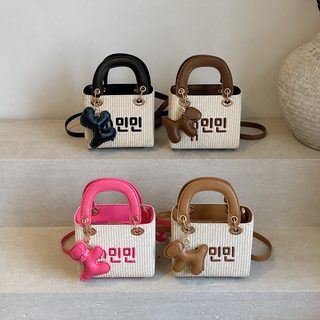 2025 겨울 신상 여성 레이디백 배색 레터링 미니 토트백 숄더 크로스백