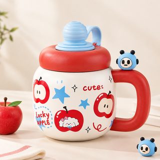 316 스테인리스 대용량 손잡이 빨대 보온 머그컵 800ml