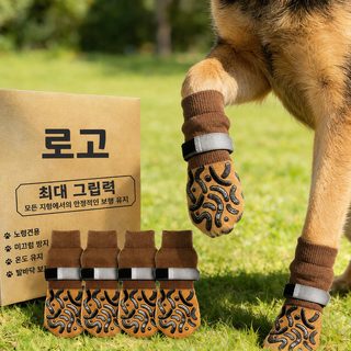 강아지 미끄럼방지 양말 4개입 소프트 바닥 소형견 중형견 대형견 발 보호