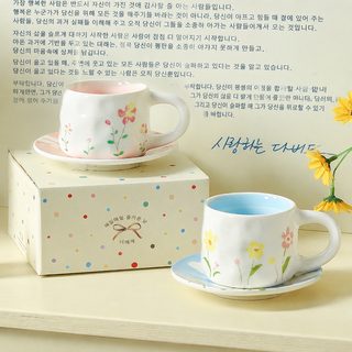 도자기 커피잔 세트 240ml 꽃무늬 머그컵 찻잔세트 카페 감성 애프터눈티 생