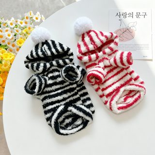 베타 펫 스트라이프 반려동물 니트 조끼 강아지 고양이 가을 겨울 보온 스
