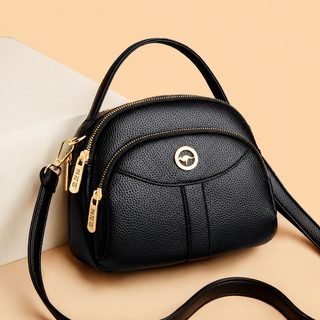 여성용 소프트 PU 미니백 다층 수납 숄더 크로스백 중년 데일리 엄마 손가방