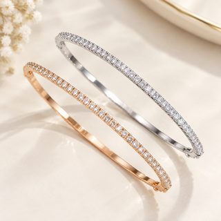 고버전 T집 반다이아 일렬 다이아 팔찌 두꺼운 도금 18K 금세판 만다이아 로