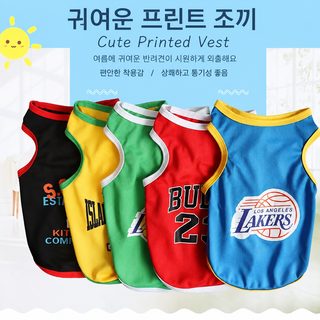 강아지 여름 얇은 통기 유니폼 조끼 춘추 애완동물 고양이 테디 금털 크기 중형 애완견 옷