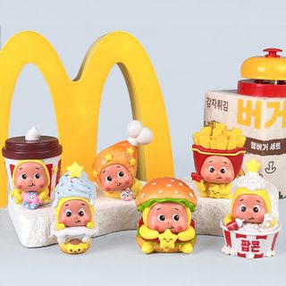 별사람 햄버거 감자튀김 블라인드 박스 PVC 미니 피규어 6종 세트 약 4cm