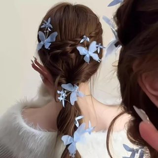 아동 나비 헤어핀 여아 앞머리 옆머리 망사 리본 악어핀 헤어 액세서리